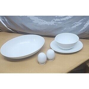 Vintage embossed White  china serving pieces floral Pattern